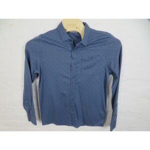 Travis Mathew Shirt Mens Medium Blue Micro Dot Long Sleeve Button Up Stretch